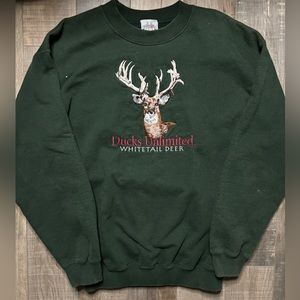 Vintage Green Wildlife deer Crewneck